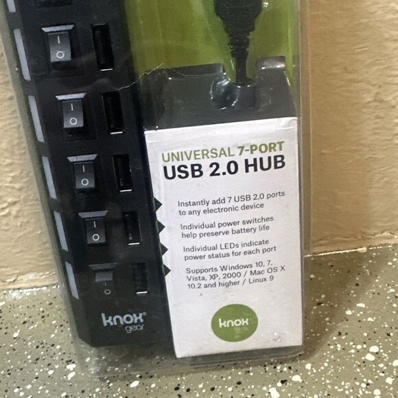 Knox Gear‎ Universal 7 Port USB 2.0 Hub with Individual Power Switches New - Picture 2 of 3